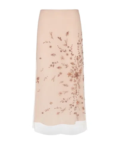 FENDI FENDI FLORAL EMBELLISHED MIDI TULLE SKIRT