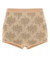Fendi Viscose Shorts With Embroidered Floral Pattern In Nude