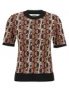 Fendi Three-dimensional Jacquard Sweater With Geometric Pattern In Brown