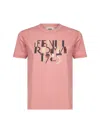 Fendi Pink Cotton T-shirt With Logo Print Women In Pink