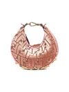 Fendi Graphy Mini Hobo Bag In Ff Jacquard Velvet In Pink
