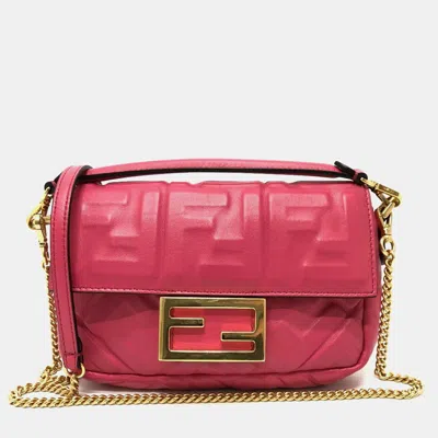 Pre-owned Fendi Pink Ff Chain Bag