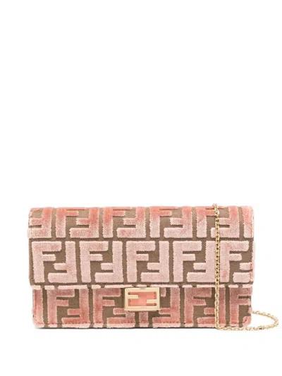 Fendi Pink Ff Jacquard Clutch