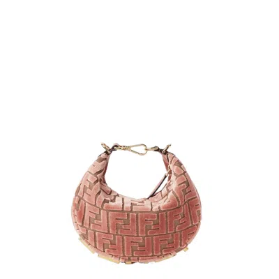 FENDI PINK FF JACQUARD VELVET MINI-BAG