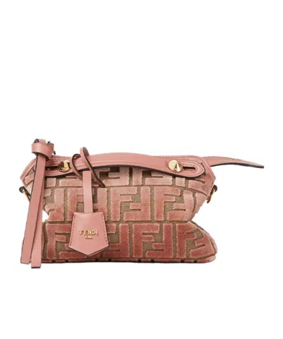 FENDI PINK FF JACQUARD VELVET MINI-BAG