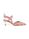 Fendi Medium-heeled Slingbacks In Pink Ff Fabric In Pink