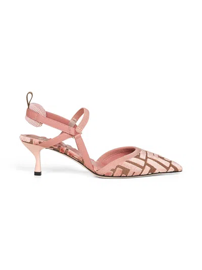 FENDI PINK FF VELVET COLIBRÌ LITE SLINGBACK