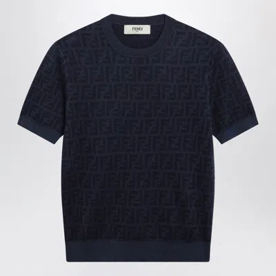 Fendi Pink Ff Wool And Silk Jumper Women In Blue