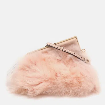Pre-owned Fendi Pink For Fur And Leather Small First Clutch