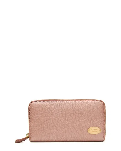 Pre-owned Fendi Pink Gold Leather Long Wallet (authentic Pre-loved)