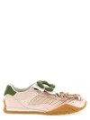 Fendi Wave Pulse Suede Sneakers With Satin Inserts In Pink