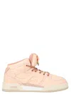 Fendi High-top Pink Sneakers With Textured Finish And Padded Collar In Neutral