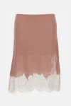 Fendi Cashmere Blend Skirt Featuring Lace Trim In Brown