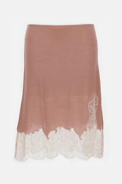 FENDI PINK LACED MIDI SKIRT