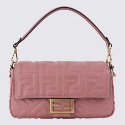 Fendi Pink Leather Baguette Shoulder Bag
