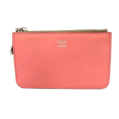 Pre-owned Fendi Pink Leather Coin Purse/coin Case ()