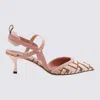 Fendi Pointed Toe Strappy Kitten Heel Pumps In Pink