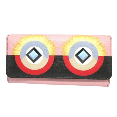 Pre-owned Fendi Pink Leather Long Wallet (bi-fold) ()