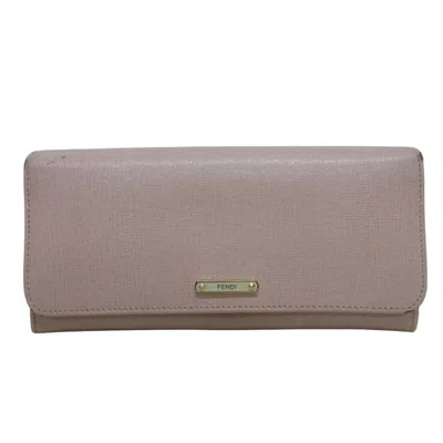 Pre-owned Fendi Pink Leather Long Wallet (bi-fold) ()