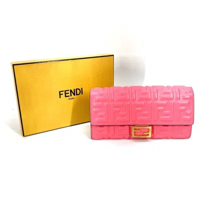 Pre-owned Fendi Pink Leather Long Wallet (bi-fold) ()