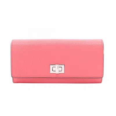 Pre-owned Fendi Pink Leather Long Wallet (bi-fold) ()