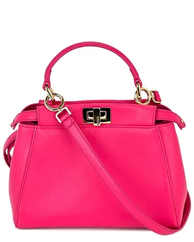 Fendi Pink Leather Mini Peekaboo Shoulder Bag (authentic Pre-loved)