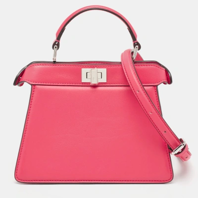 Pre-owned Fendi Pink Leather Petite Peekaboo Iseeu Top Handle Bag