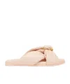 Fendi Pink Nappa Leather Feel Slippers In Nude
