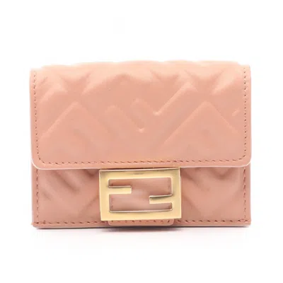 Pre-owned Fendi Pink Leather Wallet (tri-fold) ()