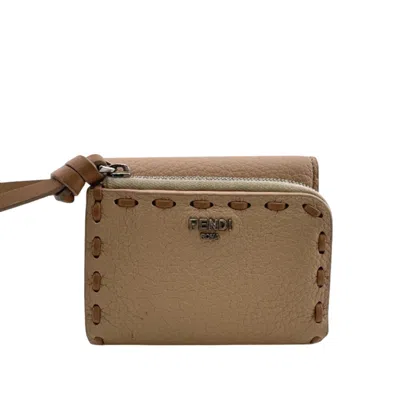 Pre-owned Fendi Pink Leather Wallet (tri-fold) ()
