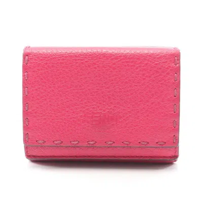 Pre-owned Fendi Pink Leather Wallet (tri-fold) ()