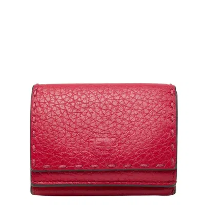 Pre-owned Fendi Pink Leather Wallet (tri-fold) ()