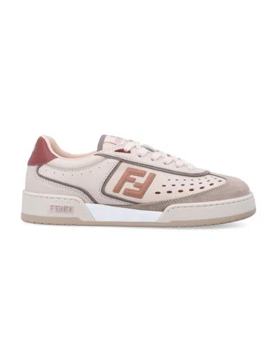 FENDI PINK LOGO LEATHER SNEAKERS