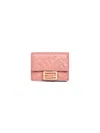 Fendi Women Pink Micro Trifold Baguette Wallet In Pink