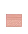 Fendi Pink Nappa Leather Flat Card Case With Ff Motif In Pink