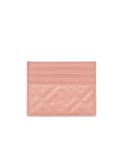 Fendi Pink Nappa Leather Flat Card Case With Ff Motif