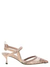Fendi Slingback Pump In Ff Mesh With Tapered Silhouette In Neutral
