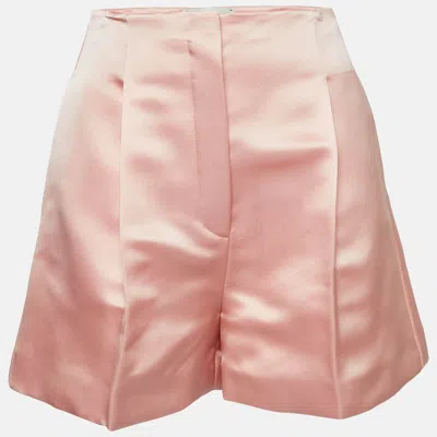 Pre-owned Fendi Pink Satin Silk Pleated Shorts S