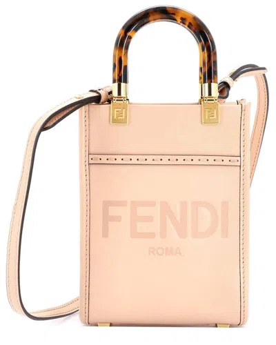 Pre-owned Fendi Pink Sheep Leather Sunshine Shopper Tote Mini (authentic Pre-loved) In Neutral