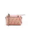 Fendi By The Way Soft Mini Ff Jacquard Velvet And Leather Shoulder Bag In Pink