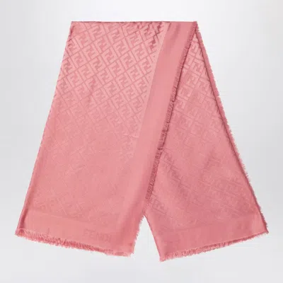 FENDI FENDI PINK SILK AND WOOL SHAWL WOMEN