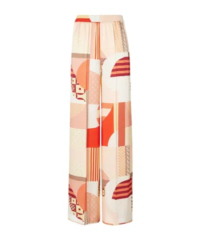 Fendi Pink Silk Pants With Patchwork Print