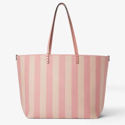 FENDI FENDI  PINK STRIPED ROLL LARGE SHOPPER BAG