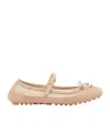 Fendi Ballerine Baguette Rosa Cipria In Rete E Pelle Scamosciata Donna In Nude