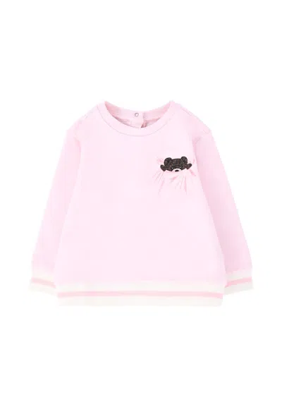 Fendi Pink Sweatshirt For Baby Girl With Teddy Bear