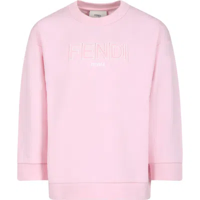 Fendi Kids' Pink Sweatshirt For Girl With  Logo