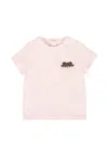 Fendi Pink T-hirt For Baby Girl With Teddy Bear In Pink