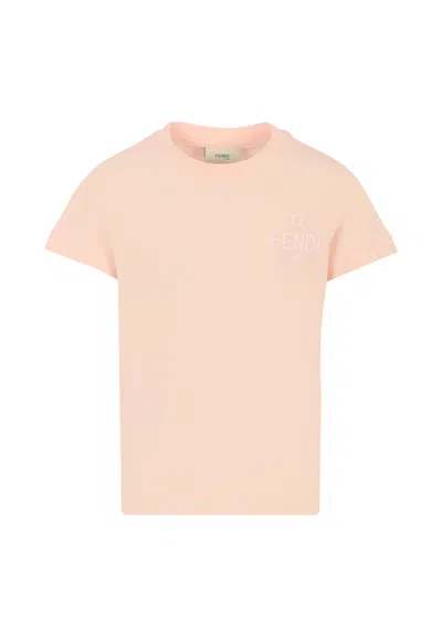 Fendi Kids' Pink T-shirt For Girl With Logo
