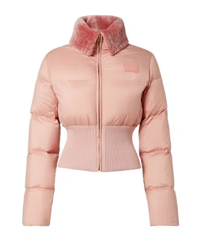 Fendi Pink Technical Fabric And Shearling Down Jacket