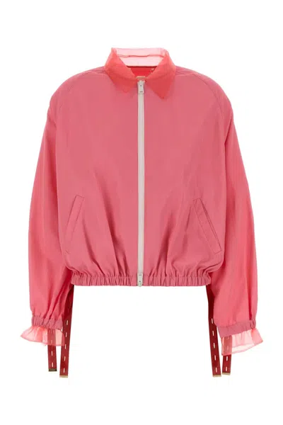 Fendi Pink Technical Viscose Bomber Jacket In Red